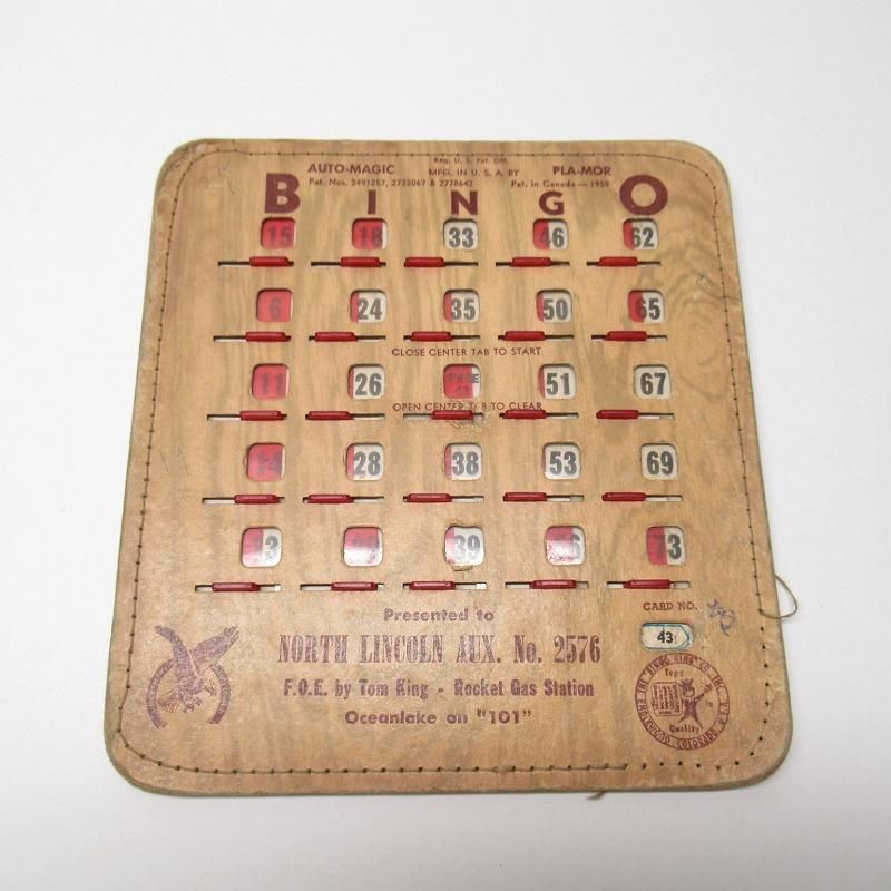 紙モノ 1950 60年代 F O E ビンゴシート ボード番号43 紙モノ 1950 60年代 F O E ビンゴシート ボード番号43