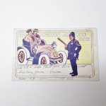 使用済  アンティークポストカード 1907年 車と警察