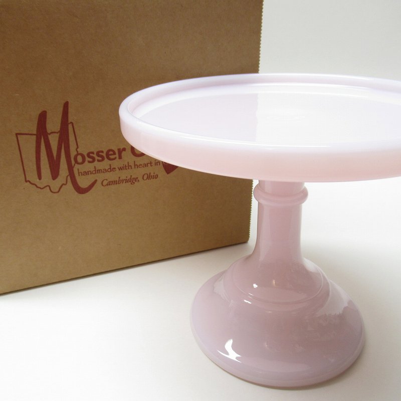 モッサーグラス Mosser Glass 6インチ Crown Tuscan ピンク ケーキスタンド