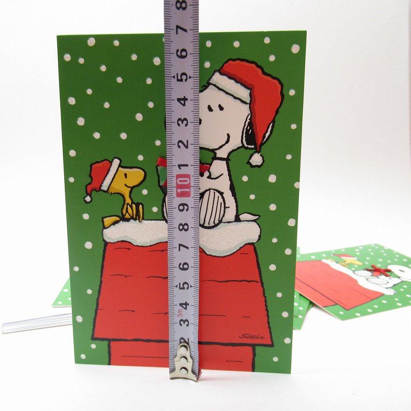スヌーピー クリスマスカード 雪と犬小屋とウッドストック 封筒付き