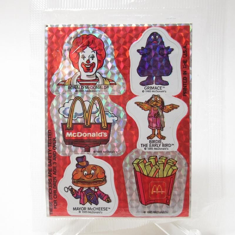 ★マクドナルドのキャラクター マクドナルド 1985年 キラキラシール デッドストック
