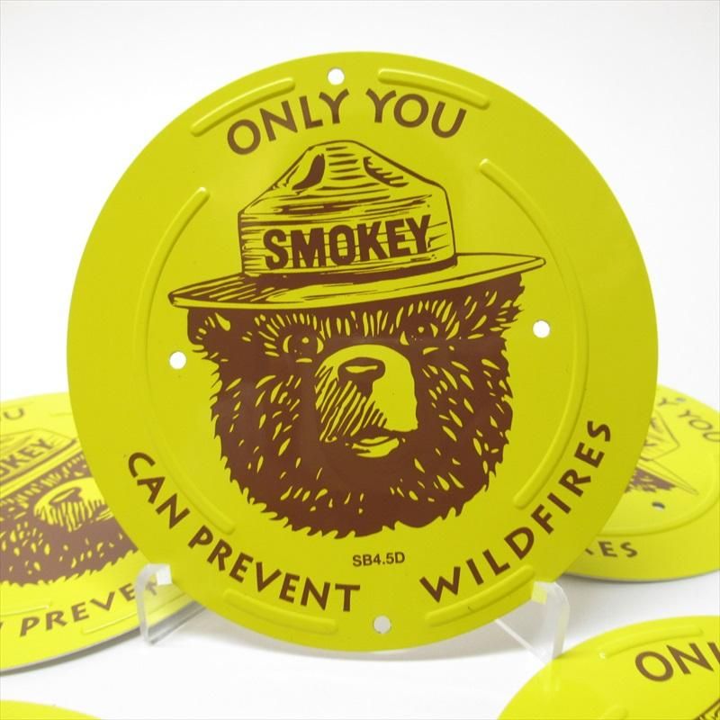 新品 アメリカ直輸入 スモーキーベア警告看板メタルサインアメリカ雑貨4 アメリカン レトロ ブリキ看板 SMOKEY BEAR ラウンド メタル