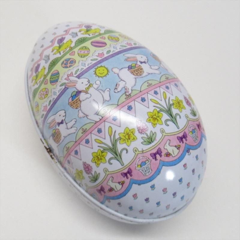 イースターエッグ型 バニー柄 ティン缶