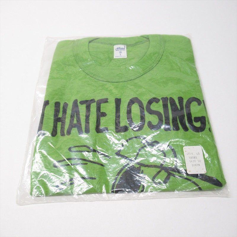 スヌーピー ヴィンテージtシャツ キッズ用xl サイズ16 緑 デッドストック Norwich I Hate Losing
