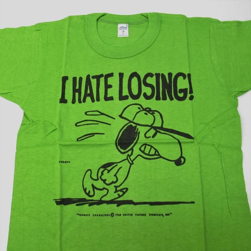 スヌーピー ヴィンテージtシャツ キッズ用xl サイズ16 緑 デッドストック Norwich I Hate Losing