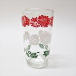 もともと何かの容器だったグラス  スワンキースウィッグ グラス 赤白緑のお花 A