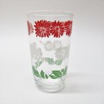 もともと何かの容器だったグラス  スワンキースウィッグ グラス 赤白緑のお花 B