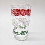 もともと何かの容器だったグラス  スワンキースウィッグ グラス 赤白緑のお花 C