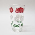 もともと何かの容器だったグラス  スワンキースウィッグ グラス 赤白緑のお花 D