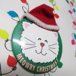 クリスマス  クリスマス缶バッチ Meowry Christmas サンタ猫