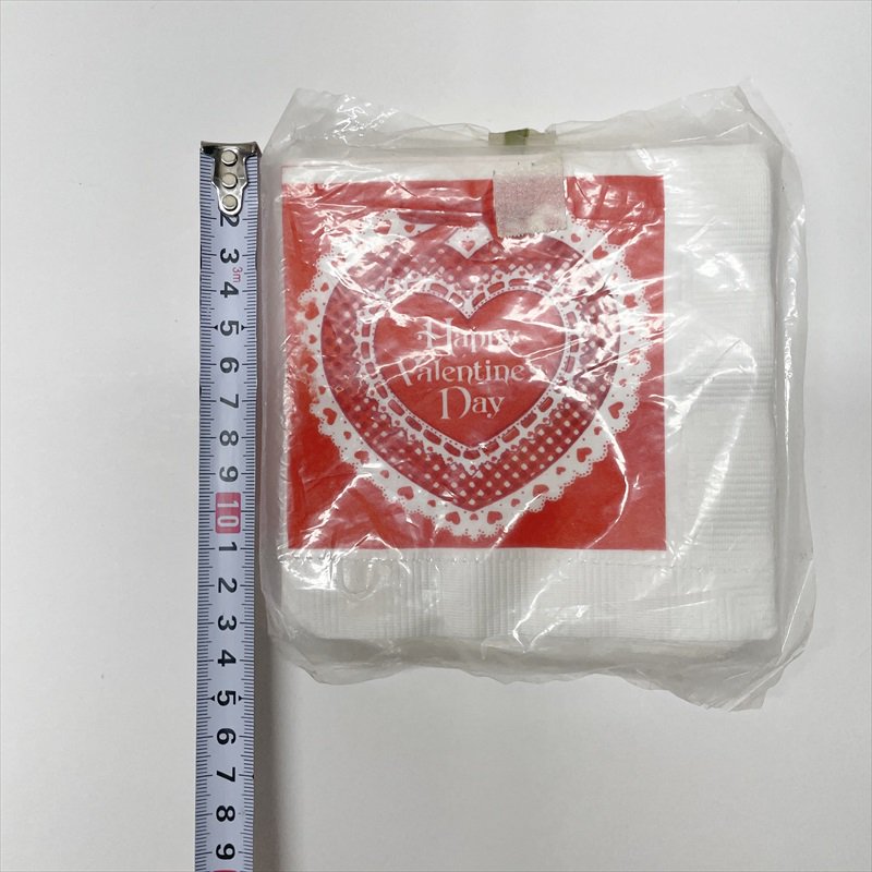  ヴィンテージペーパーナプキンバレンタイン 赤のハート14枚セット【画像3】