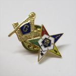 フリーメイソン  フリーメイソンピンズ フリーメイソン＆Order of the Eastern Star 逆五芒星ダブルシンボル