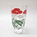 フラワーモチーフ  ヴィンテージグラス 赤いお花グラデーション B