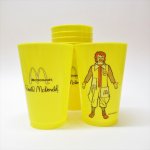 プラスチック＆メラミン食器  マクドナルドプラスチックカップ 黄色ベース ロナルドマクドナルド＆マックロゴ A