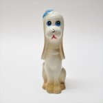 フィギュア  ヴィンテージ 陶器製 青いベレーをかぶった犬