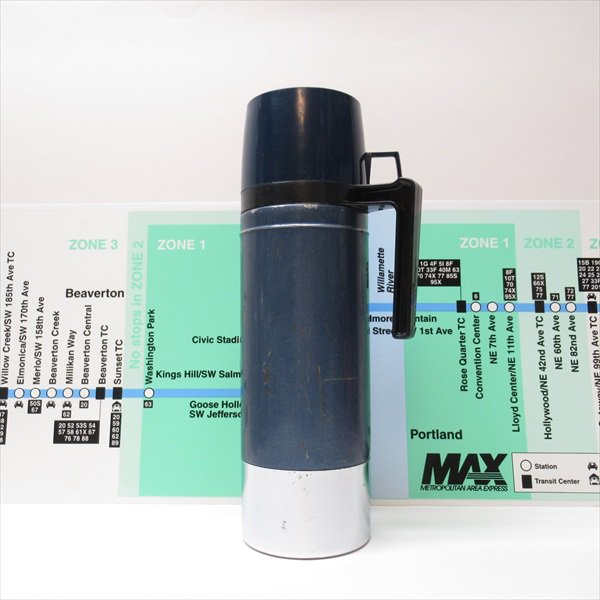 サーモス社 1980年代 ステンレススチール製 Thermos 水筒 青