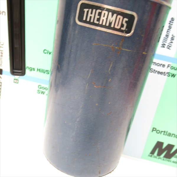  サーモス社 1980年代 ステンレススチール製 Thermos 水筒 青【画像3】