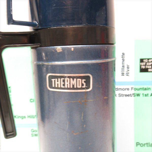  サーモス社 1980年代 ステンレススチール製 Thermos 水筒 青【画像4】