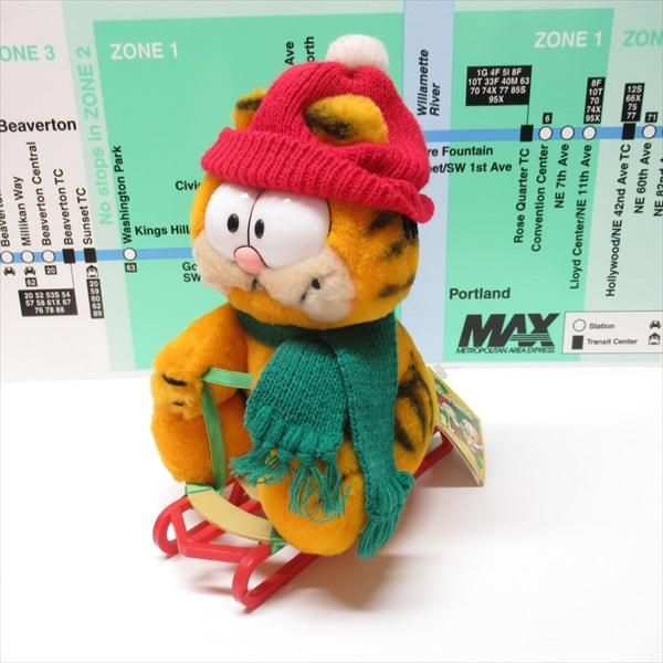 ガーフィールド クリスマスそり遊び オリジナル紙タグ付き