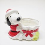 リビング  スヌーピー 陶器製 クリスマス サンタクロース プランター