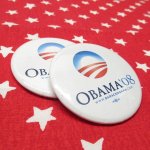 選挙  Obama '08 缶バッチ 白