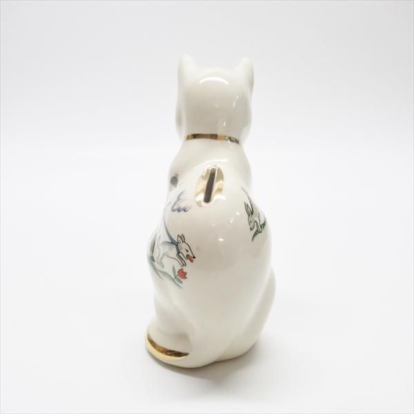 ヴィンテージ 白猫 陶器製 貯金箱