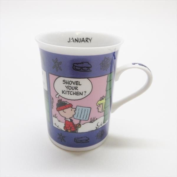 ダンバリーミント スヌーピーと仲間たち 陶磁器製マグカップ 1月