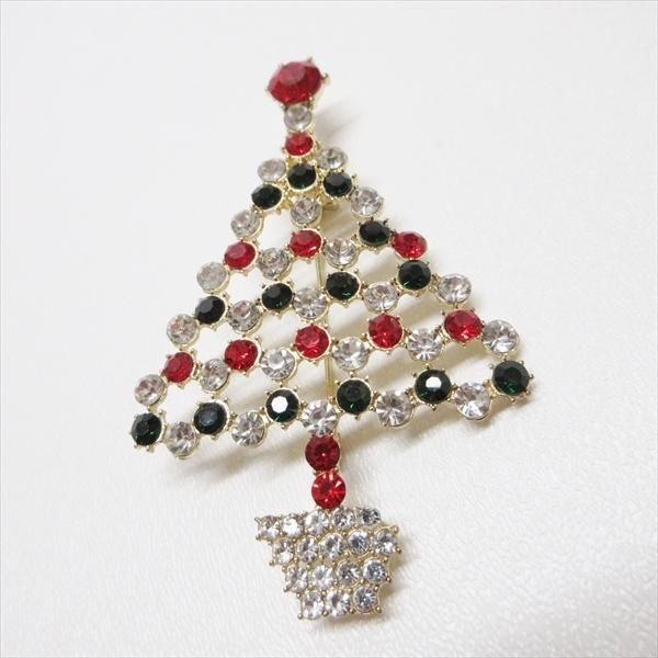 クリスマス ブローチ クリスマスツリー トリコロールカラー