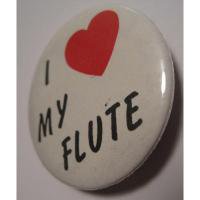 マックやコーラなどメジャーどころの企業と組織のバッチ ビンテージ「I LOVE MY FLUTE」フルートラバー・ＴＩＮバッチ