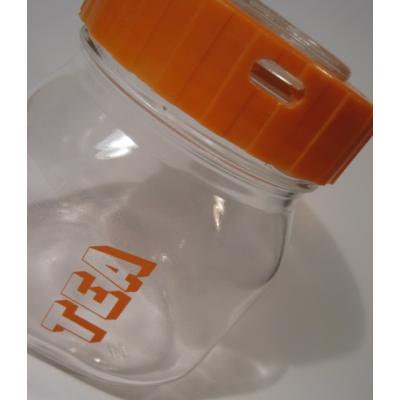 ジャー＆容器 イタリア製・TEA・オレンジリッドガラスジャー