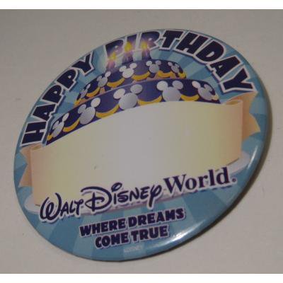 キャラクター ビンテージ・キャラクター缶バッチ「Happy Birthday・Walt Disney World」バースデーケーキ