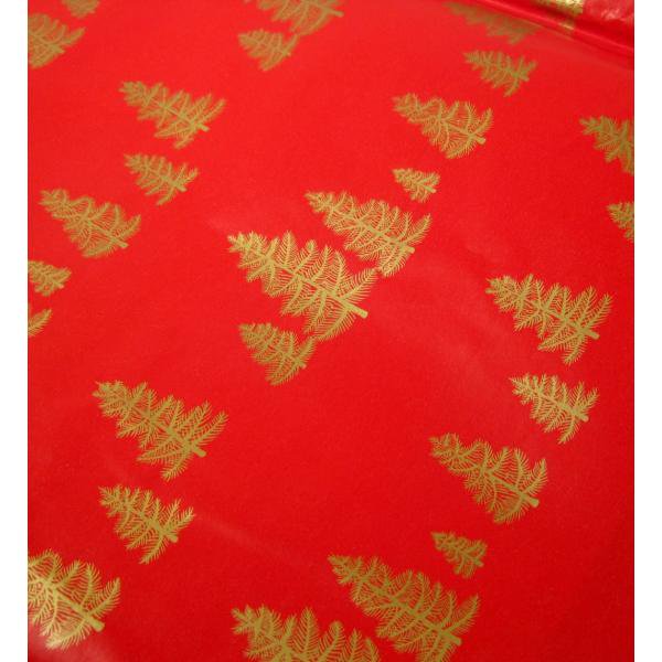 ヴィンテージ・クリスマスラッピングペーパー・赤ベース＆金色のツリー - ファイヤーキング 卸 仕入れ 小売 通販サイト - Fire King AG