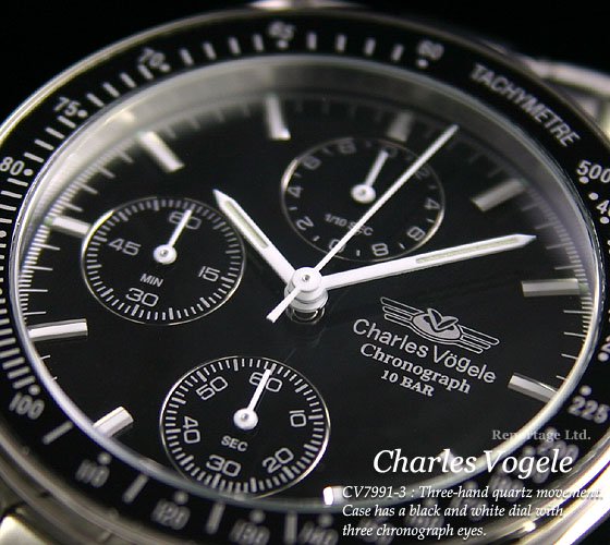 Charles Vogele】シャルルホーゲル 1/10秒クロノグラフSVBK 新品（CV-7991-3） - 腕時計のセレクトショップ  Reportage