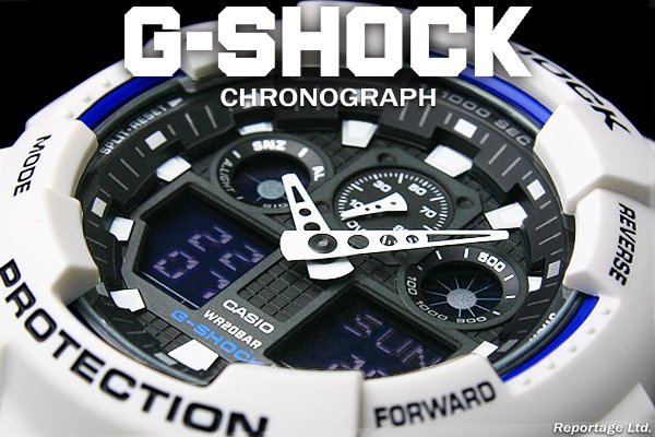 G-SHOCK CASIO カシオ 1/100クロノ＆デジアナWHBL（GA-100B-7A ...
