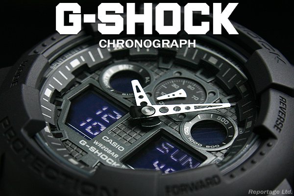 G-SHOCK CASIO カシオ 1/100クロノ＆デジアナBKBK（GA-100-1A1 