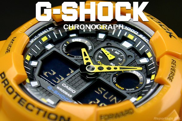 G-SHOCK CASIO カシオ 1/100クロノ＆デジアナYL（GA-100A-9A