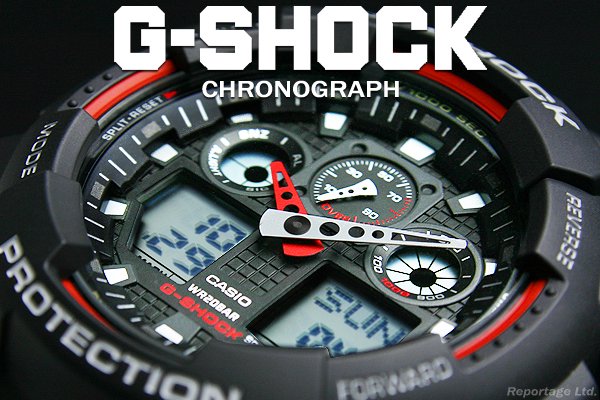 送料無料 G-SHOCK CASIO カシオ 1/100クロノ＆デジアナBKRD（GA-100 ...