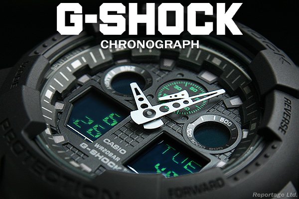 送料無料 G-SHOCK CASIO カシオ 1/100クロノ＆デジアナBKGR（GA