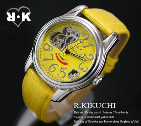 R.Kikuchi オープンハート機械式自動巻（イエロー） - 腕時計の ...