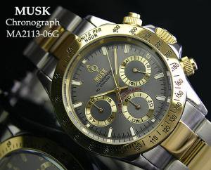MUSK】 デイトナタイプ クロノグラフ MA2113-06G - 腕時計のセレクト