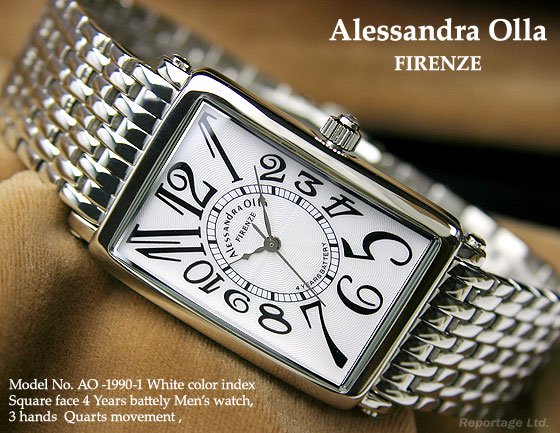 Alessandra Olla】メンズ腕時計4年電池 ホワイト（AO-1900-1 