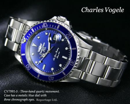 Charles Vogele】メタルブルーCV7833-5 10年電池 - 腕時計のセレクト ...