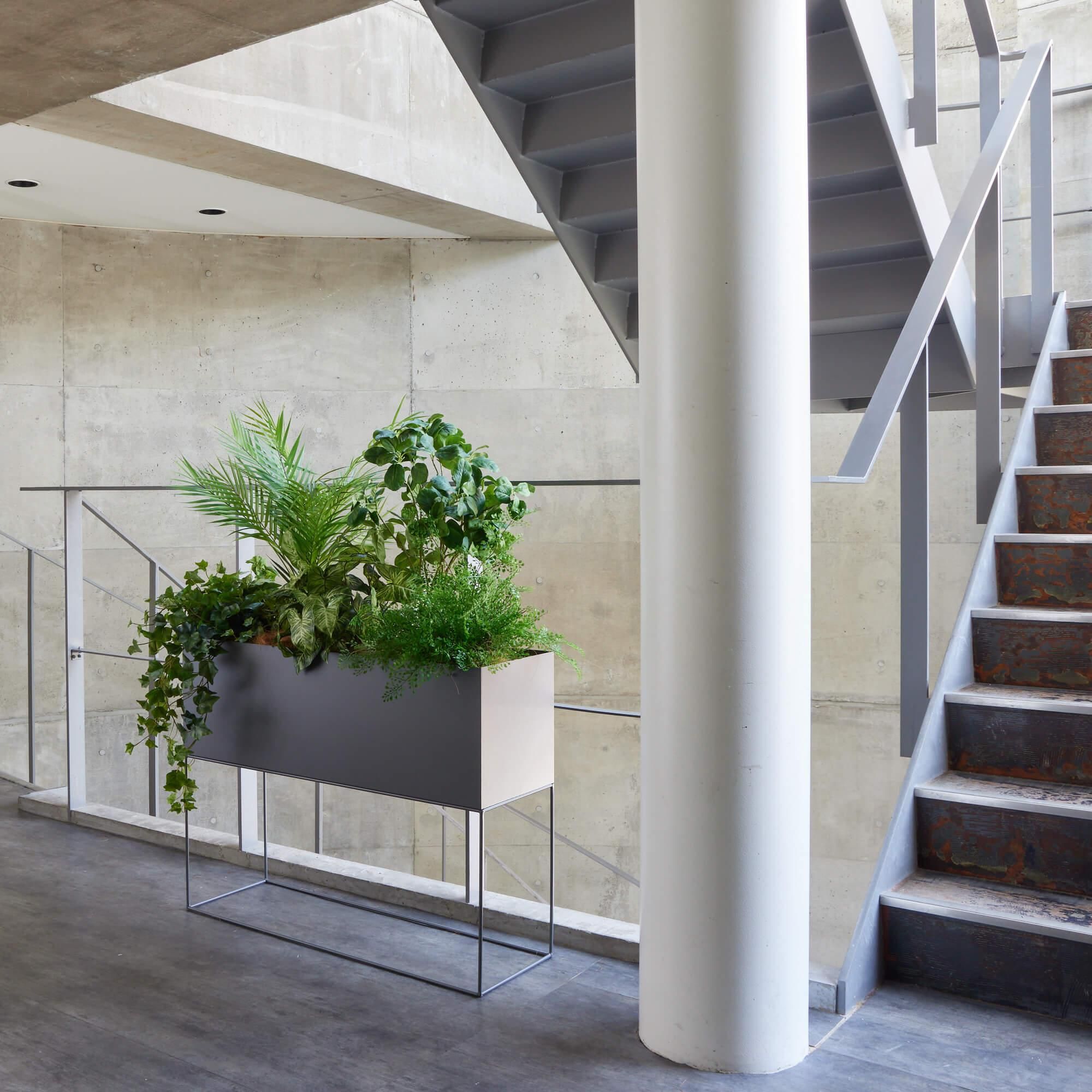 プランター入り植栽パーテーションの実例、目隠しとゾーニング